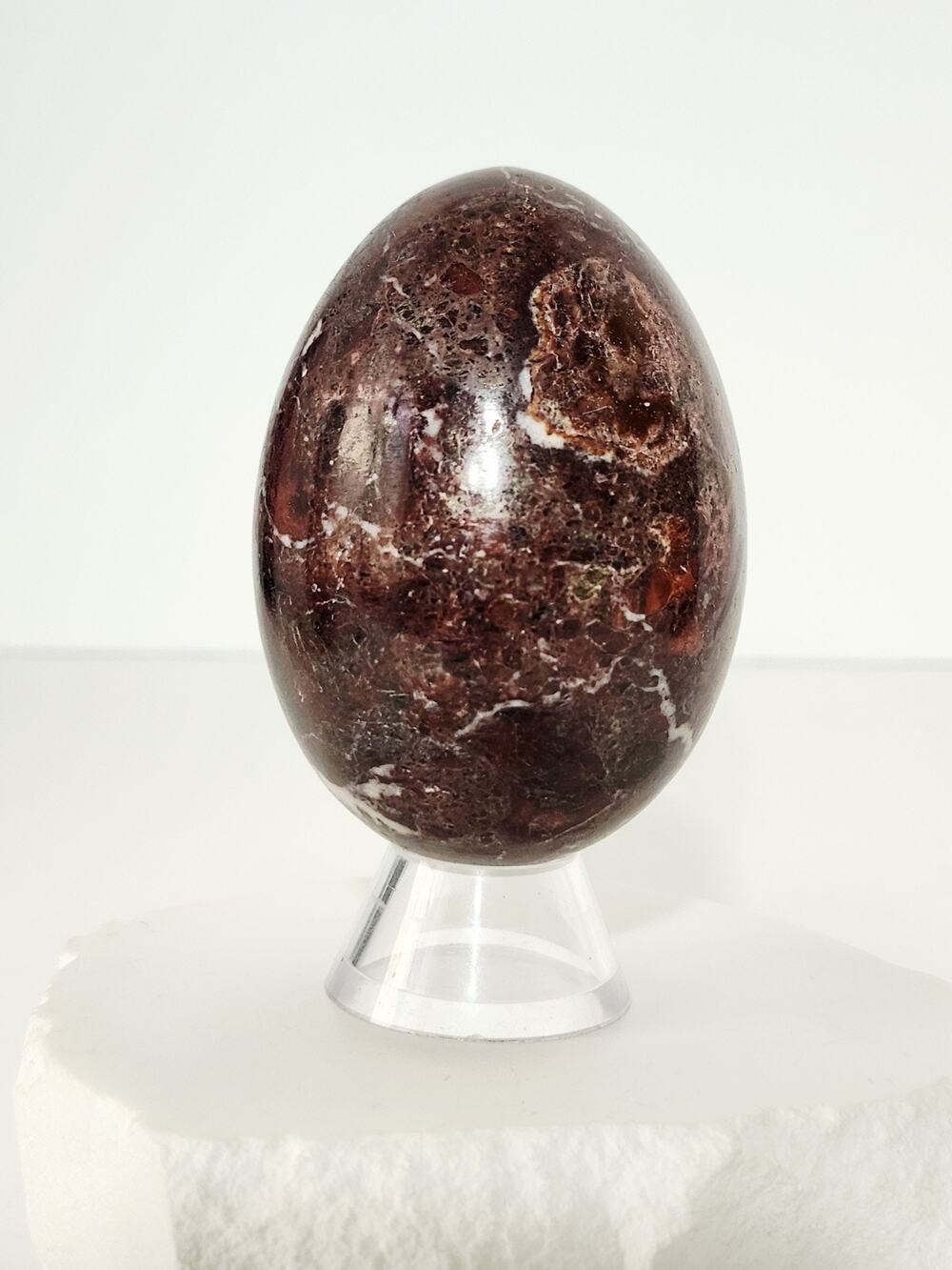 Carved Polished Semi Precious Pakistani Red Jasper Stone Egg Decor 3 Inch